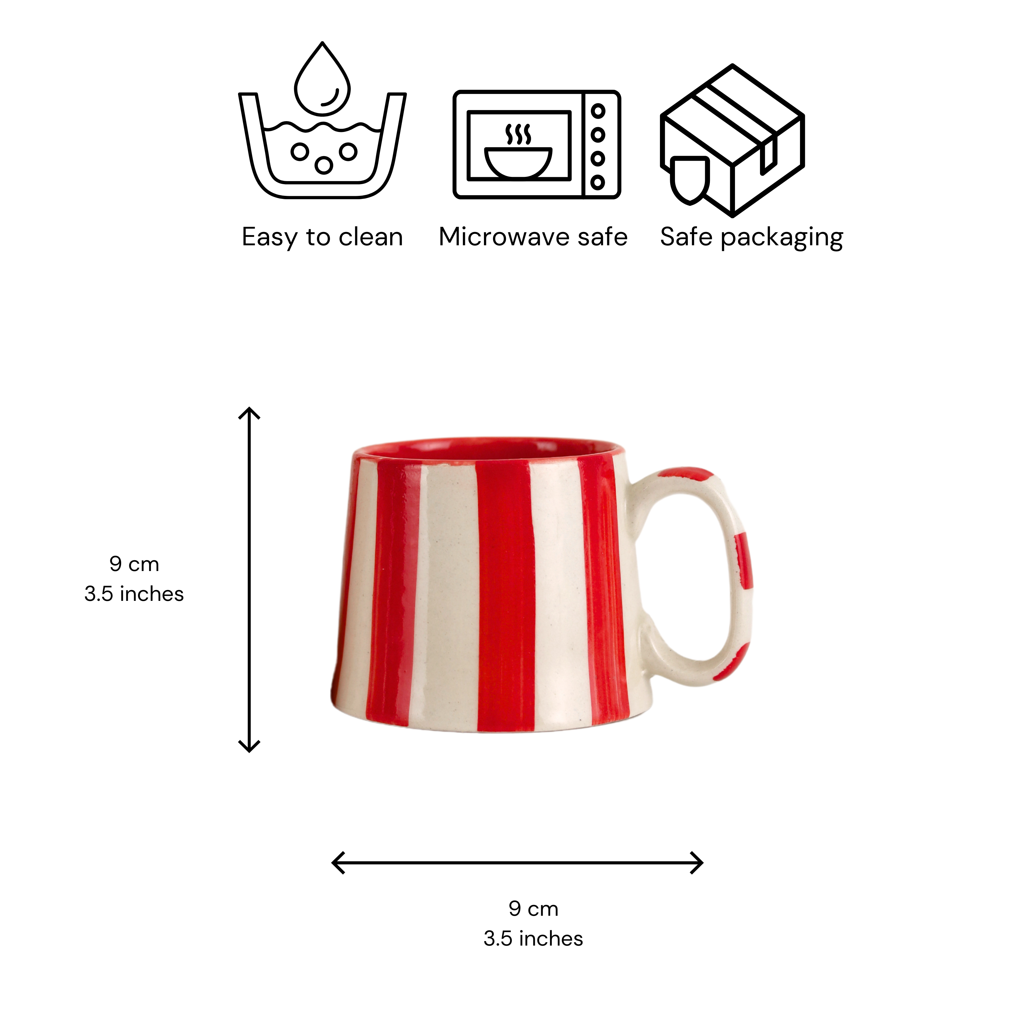Vintage Red Stripe Ceramic Coffee Cup - 220ml