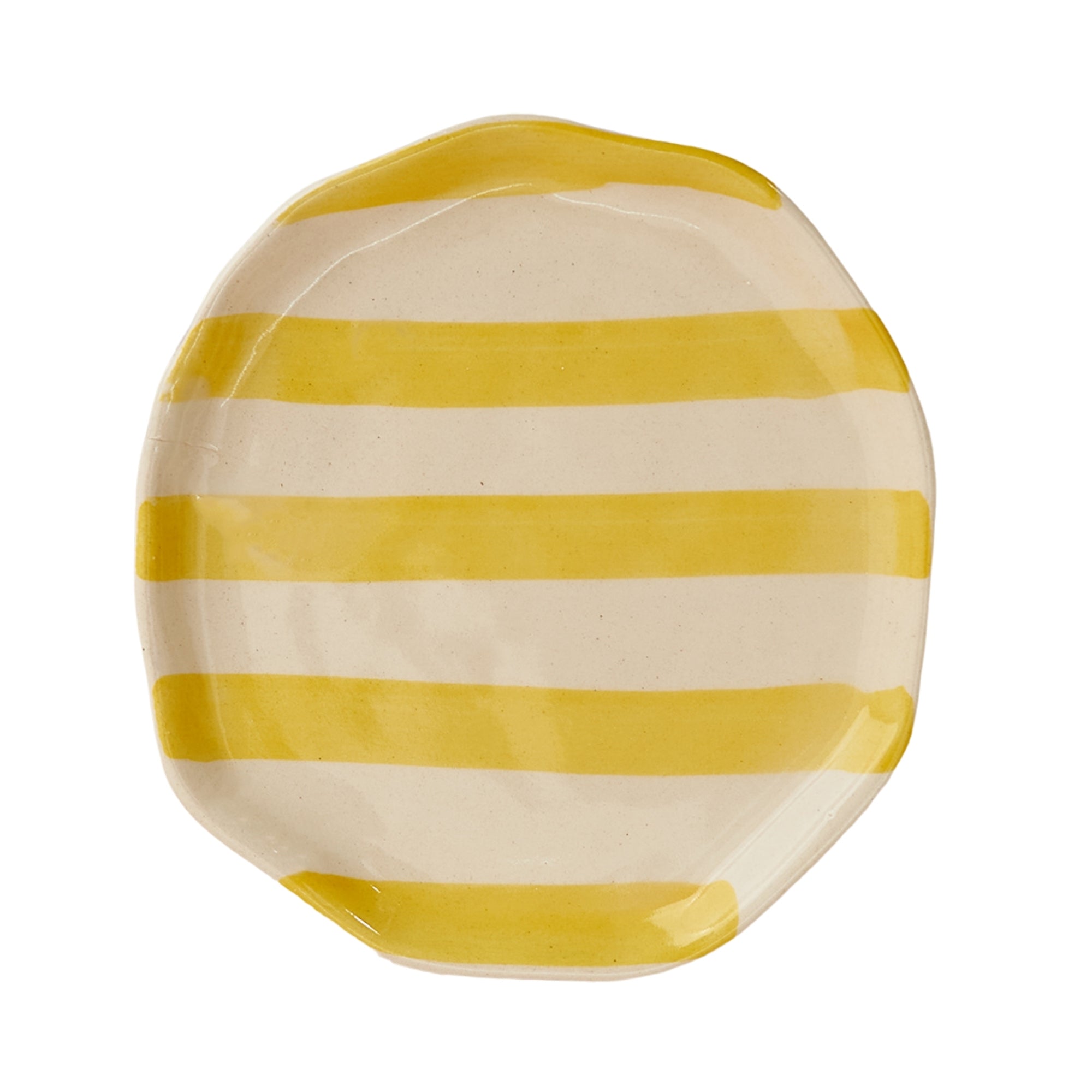 Pastel Yellow Stripe Ceramic Plate Set of 2
