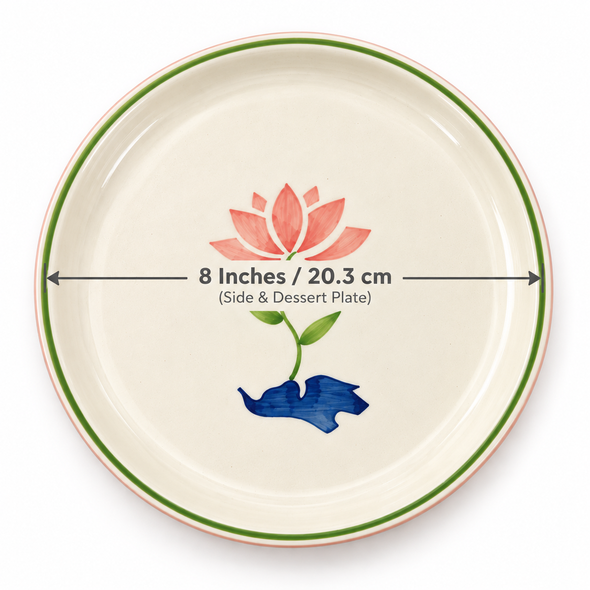 Lucky Lotus Handpainted Ceramic Plates (8 Inches)