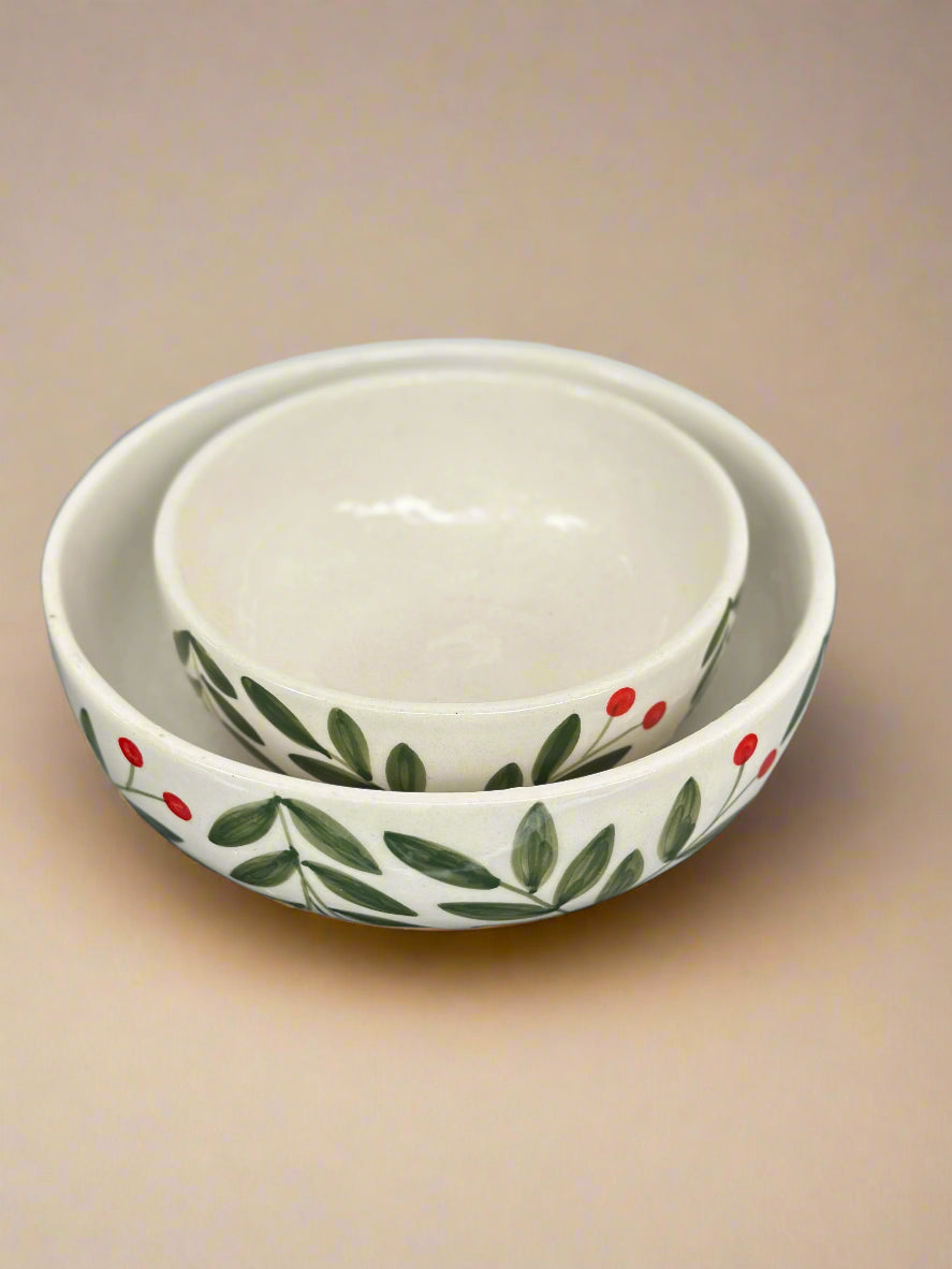 Olive Leaf Ceramic Bowl - (Large & Small)