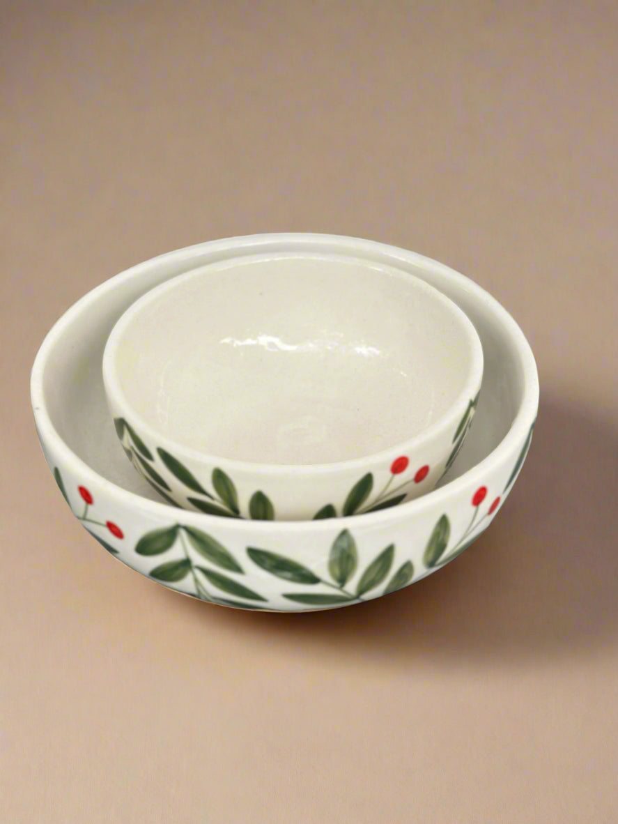 Olive Leaf Ceramic Bowl - (Large & Small)