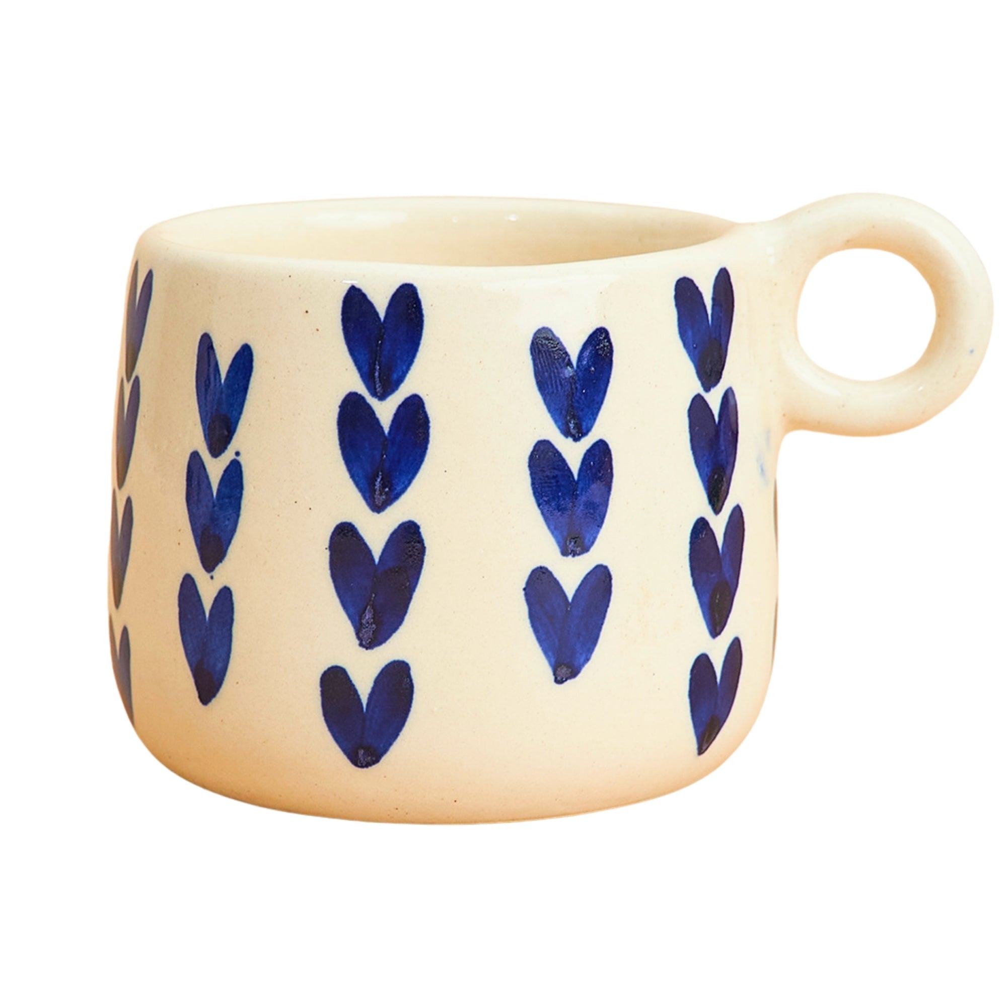 Handcrafted Ceramic Mug with Dark Blue Heart Design (350ml)