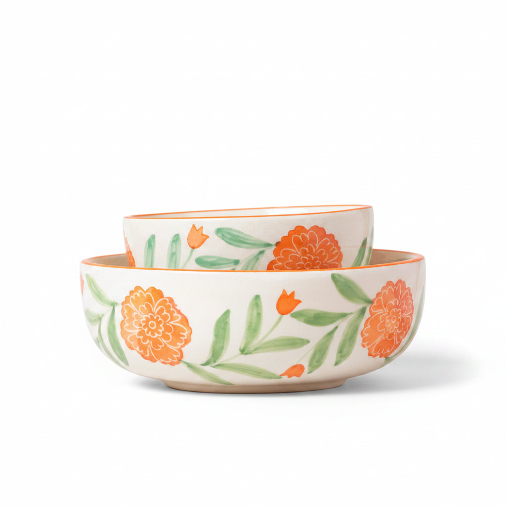 Marigold Mandi Handpainted Ceramic - ( Large & Small )