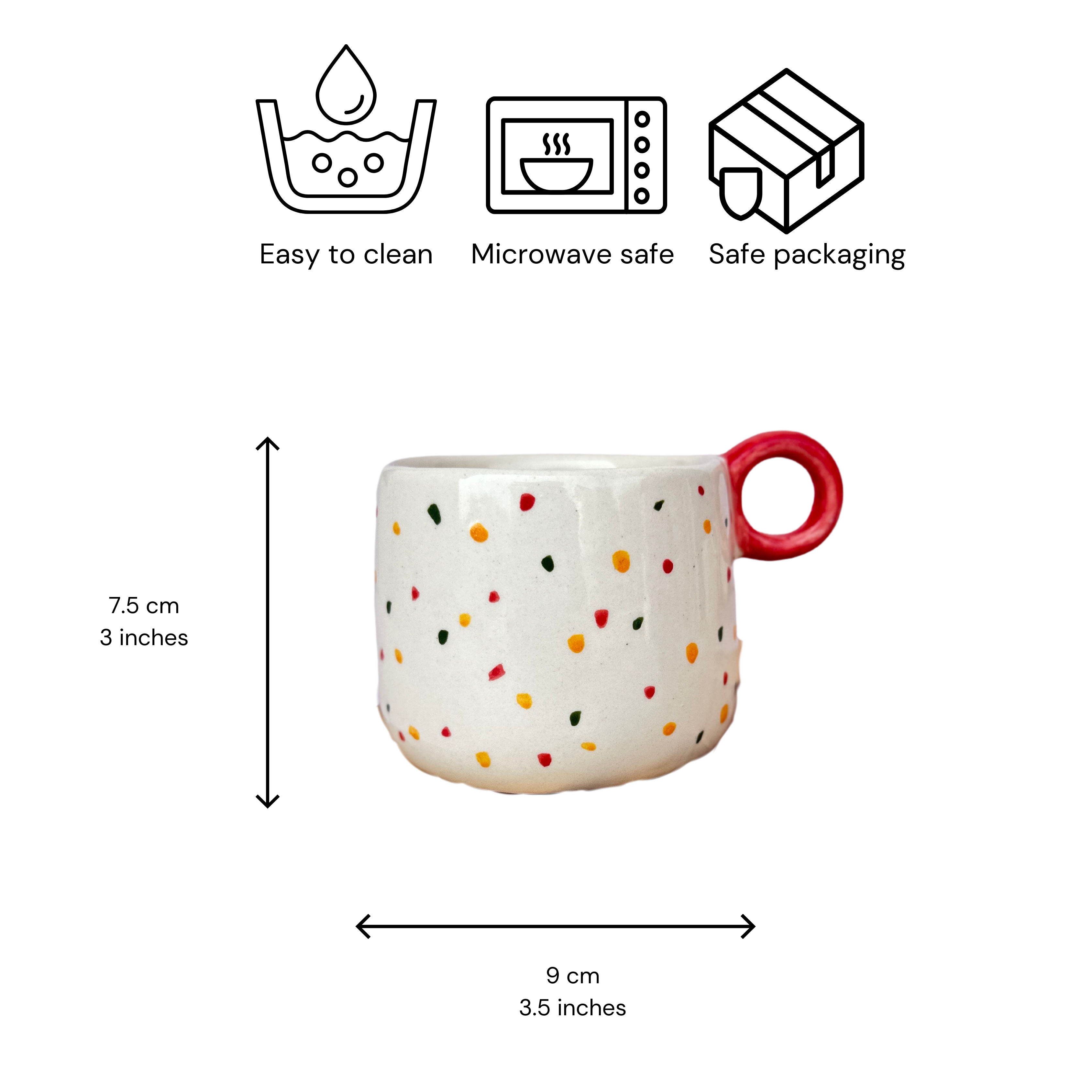 Colourful Dots Ceramic Coffee Cup - 350ml