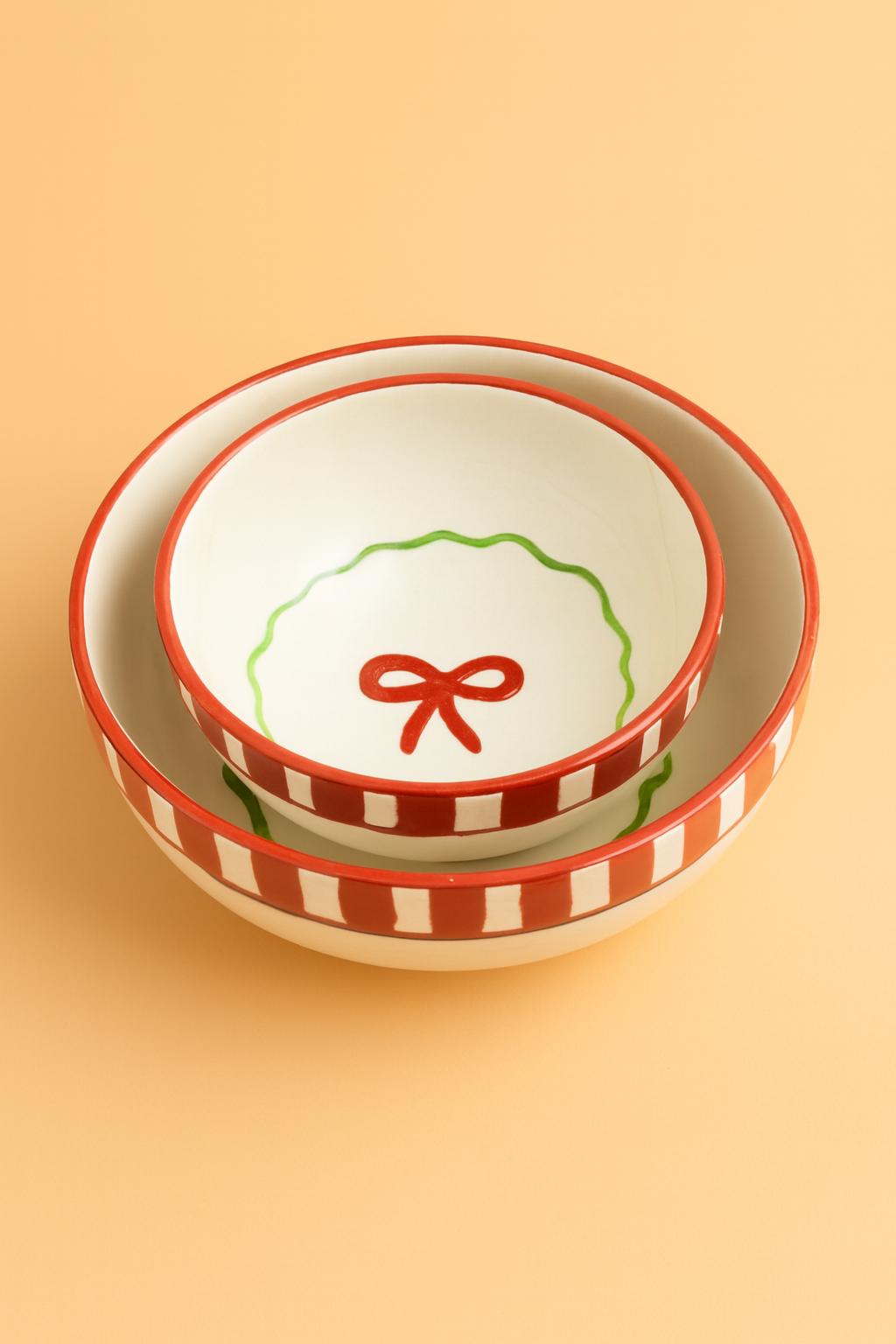 Candy Cane Ceramic Bowl - (Large & Small)