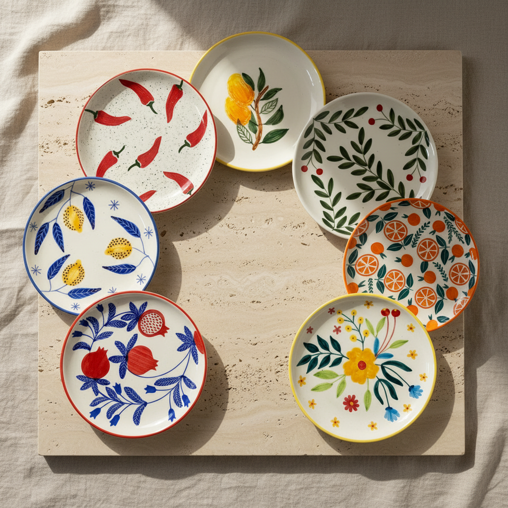 Multi Color Art Snack Plates Buy 5 Get 1 Free