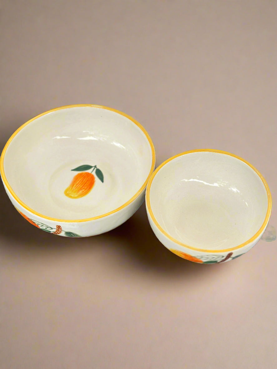 Mango Mehfil Leaf Ceramic Bowl - (Large & Small)