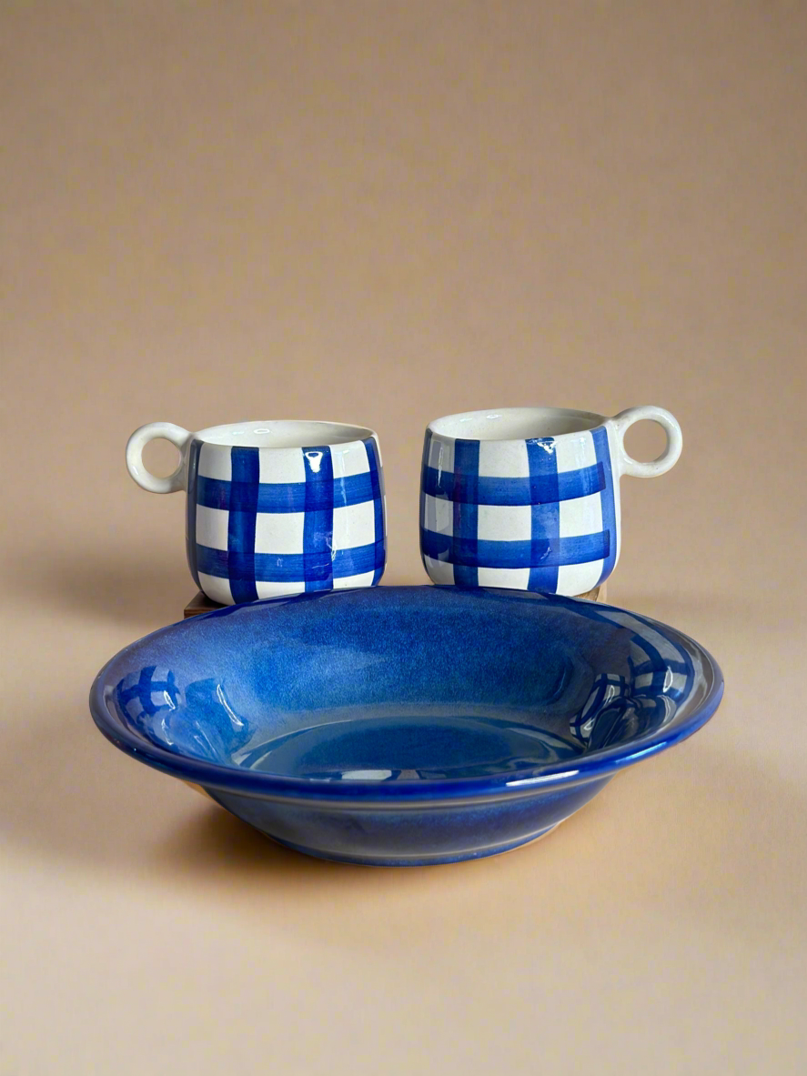 Dark Blue Check Breakfast Bundle