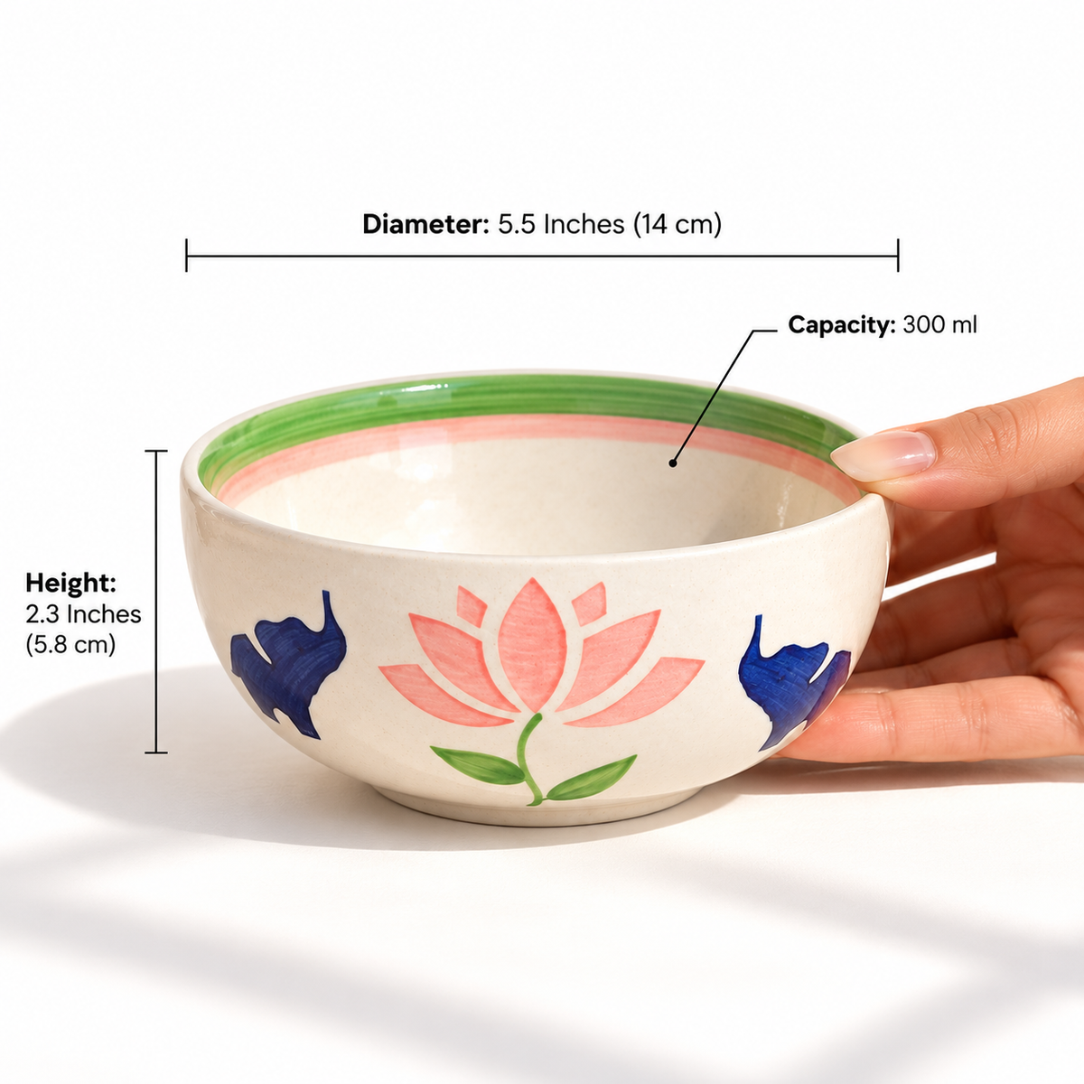 Lucky Lotus Handpainted Ceramic Small Bowl