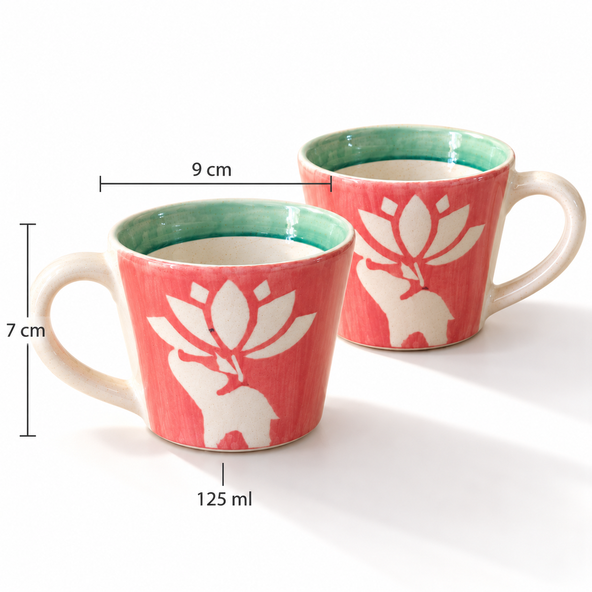 Lucky Lotus | Lotus & Elephant Ceramic Mug (125ml) - Pink