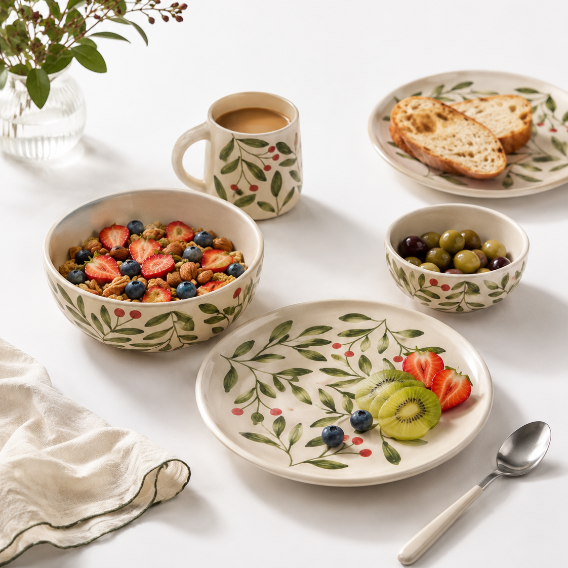 Olive Leaf Breakfast Set of 4