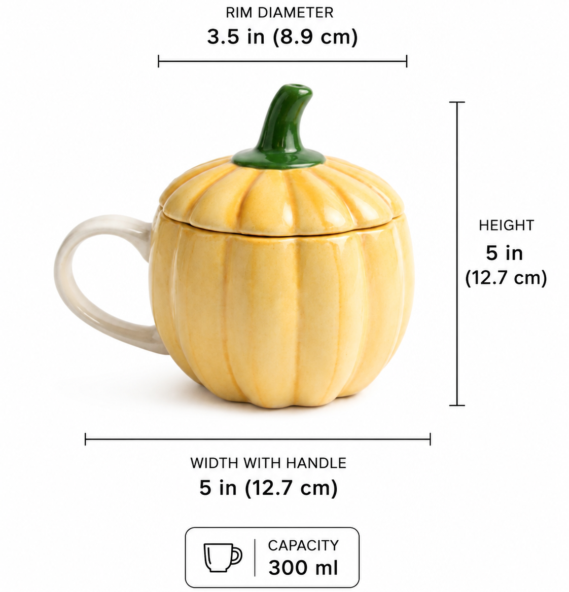 Yellow Pumpkin Ceramic Coffee Mug with Lid (300 ml )