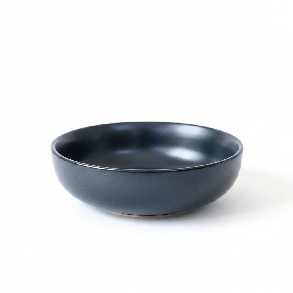 Jet Black Ceramic Breakfast Bowl