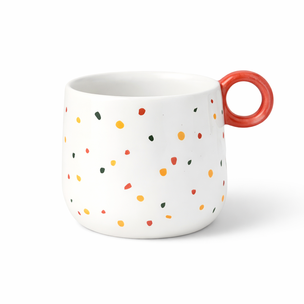 Colourful Dots Ceramic Coffee Cup - 350ml
