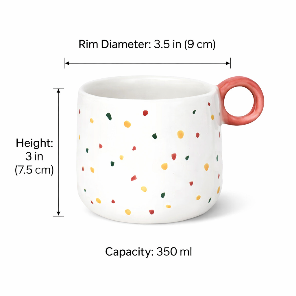 Colourful Dots Ceramic Coffee Cup - 350ml