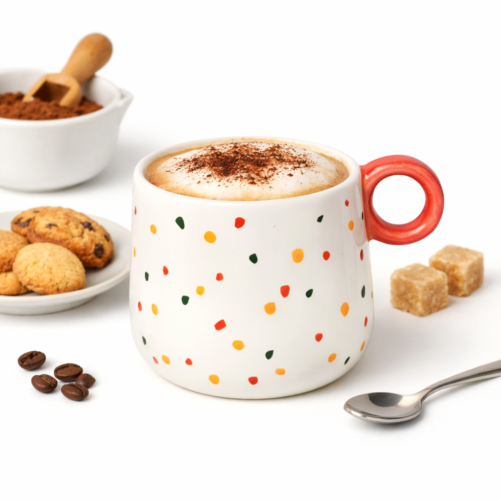 Colourful Dots Ceramic Coffee Cup - 350ml