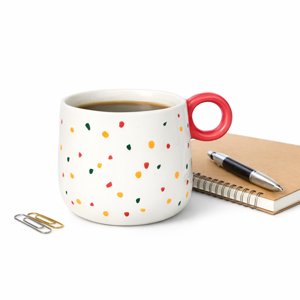 Colourful Dots Ceramic Coffee Cup - 350ml