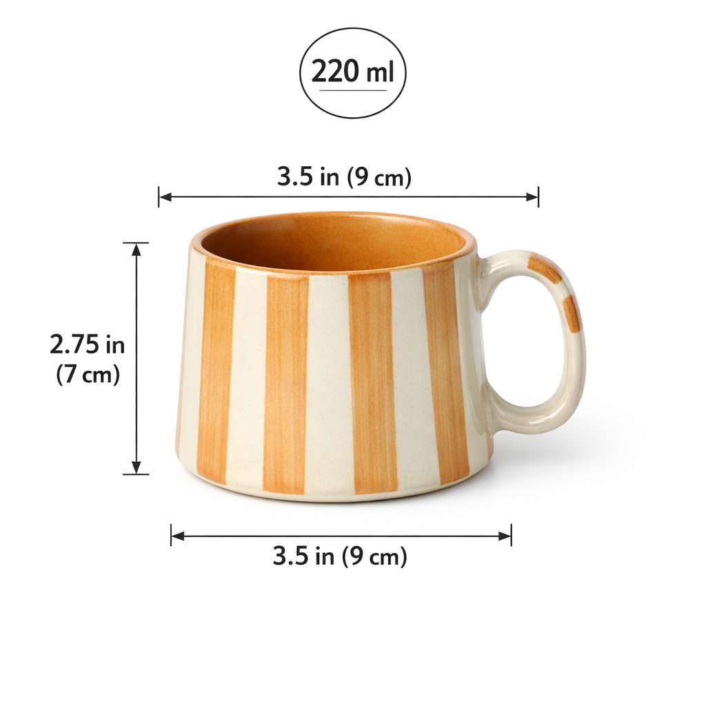 Sandy Brown Stripe Coffee Cup - 220ml