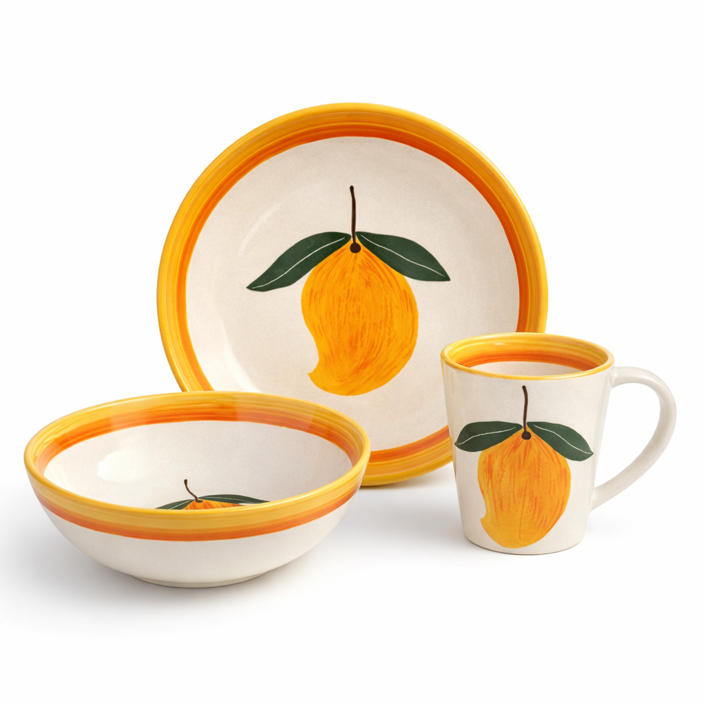 Aam Bagaan Handpainted Ceramic Breakfast Set of 3