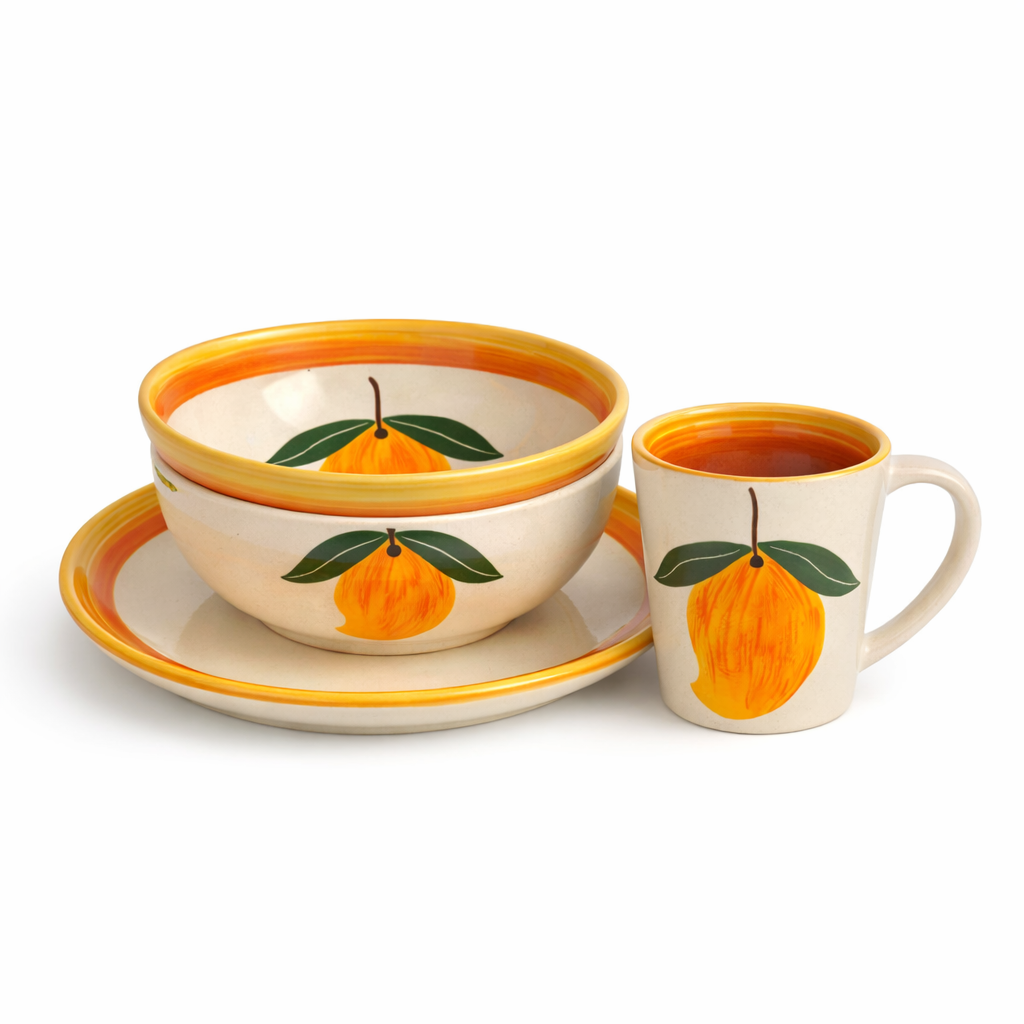 Aam Bagaan Handpainted Ceramic Breakfast Set of 3