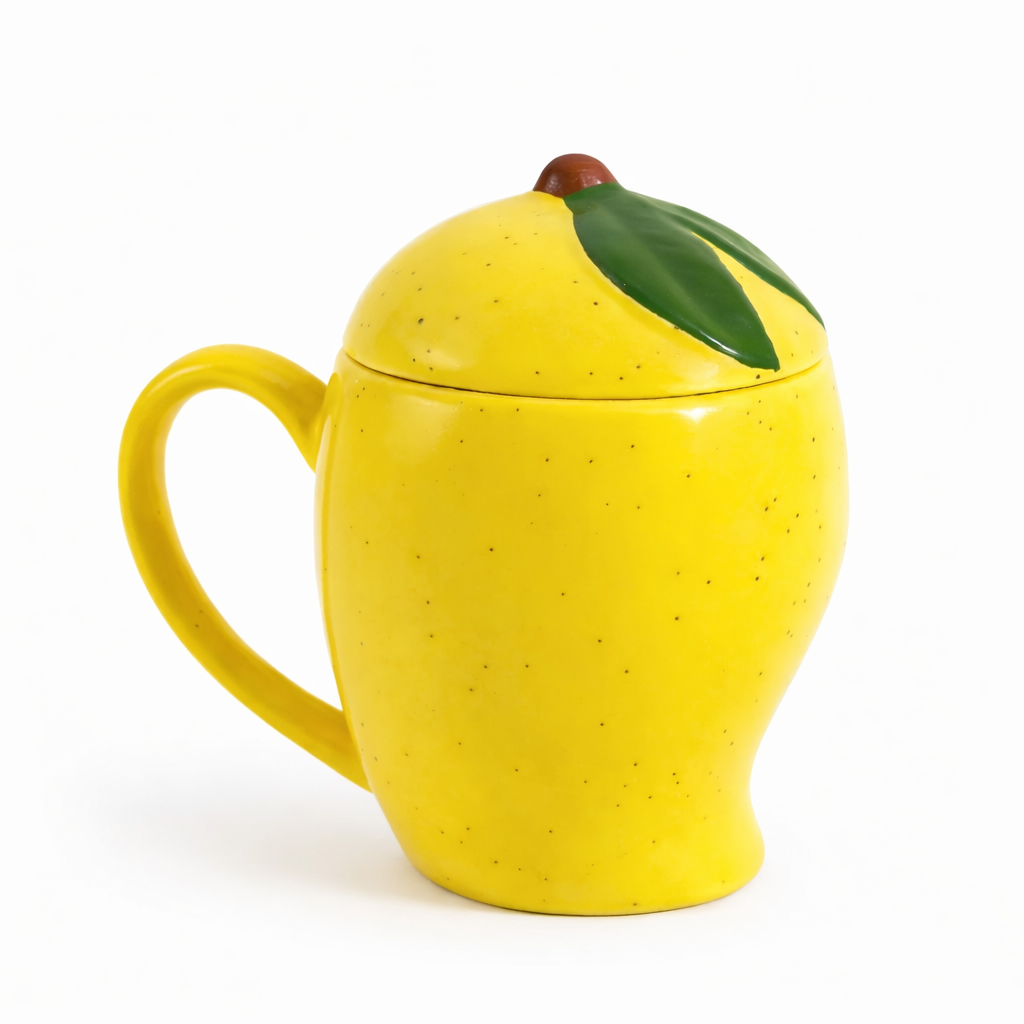 Mango Shape Ceramic Coffee Mug with Lid (350 ml )