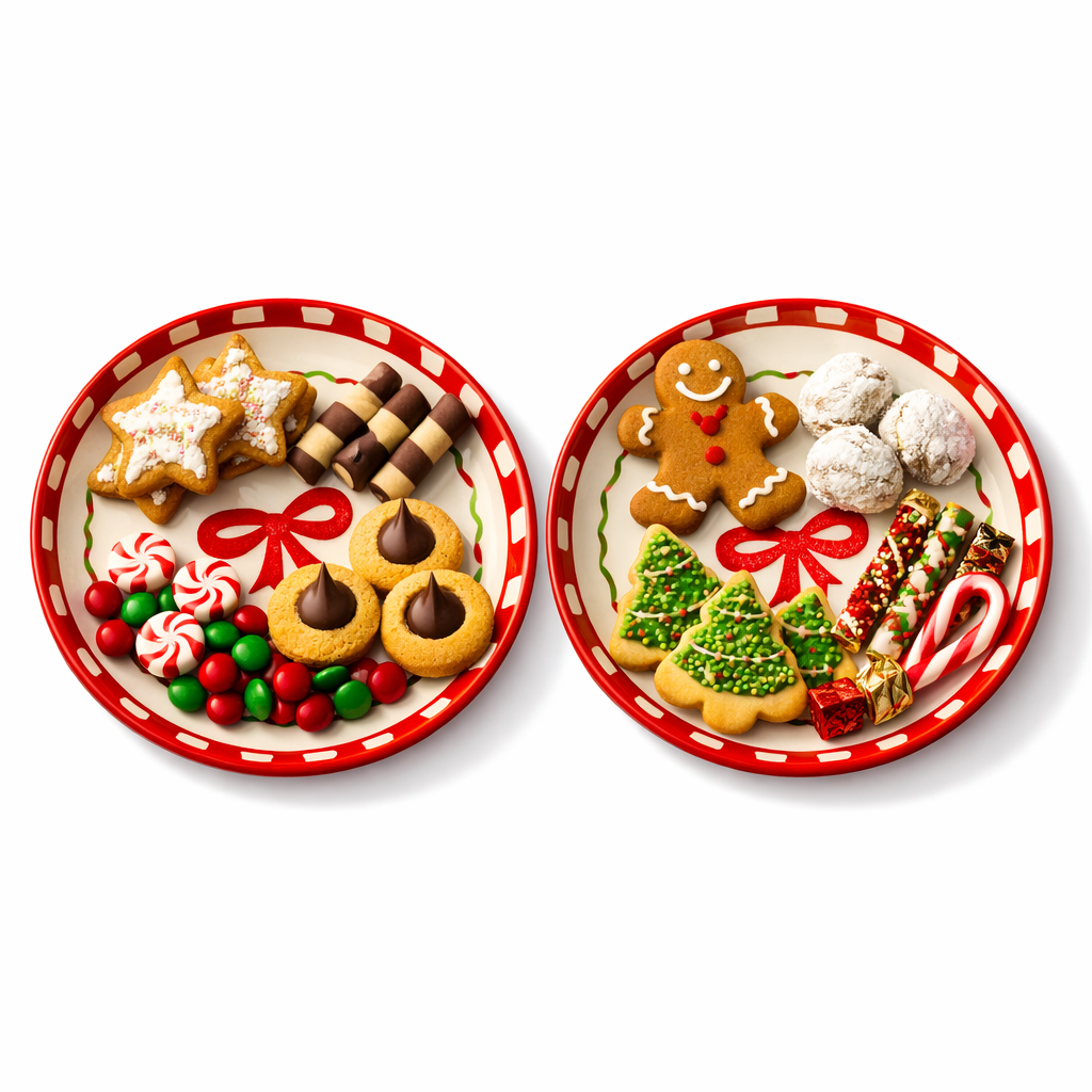 Candy Cane Bow Ceramic Snack Plate (8 inches)
