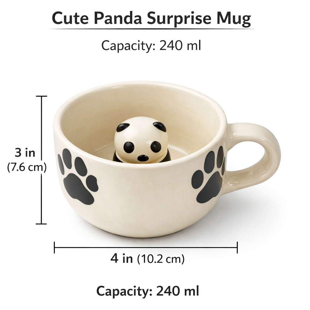 Cute Pand Surprise 3D Animal Ceramic Coffee Mug (240 ml )