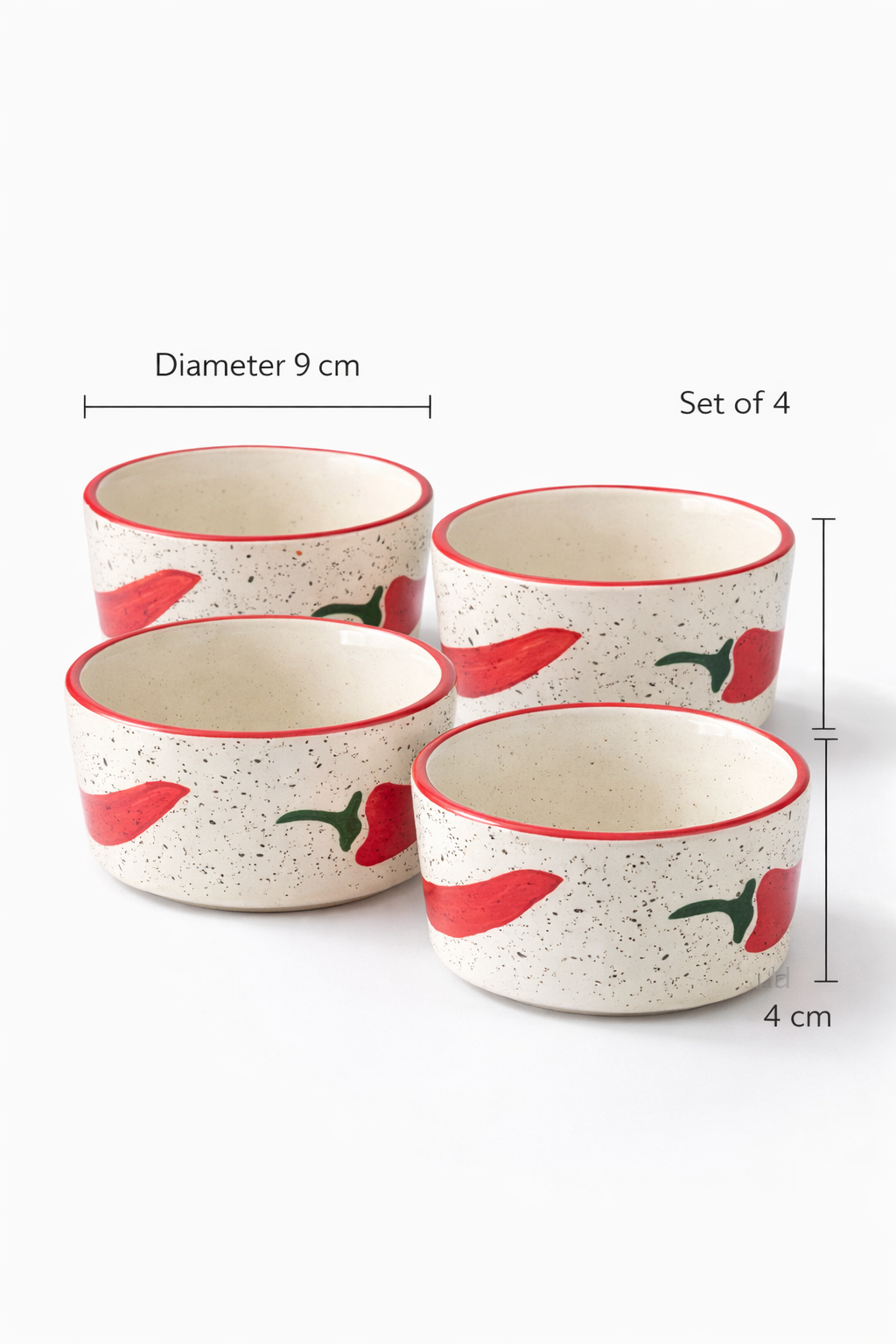 Keep It Spicy Ceramic Ramekin Bowls Set of 4
