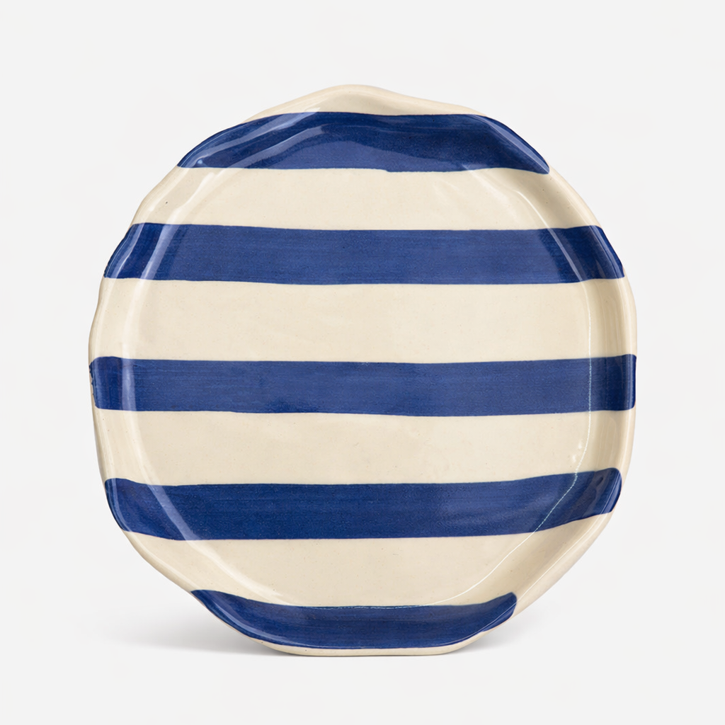 Blue Stripe Ceramic Plates -Single