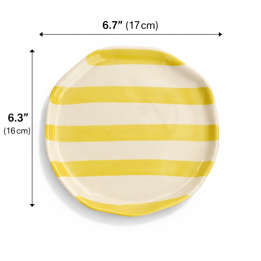 Pastel Yellow Stripe Ceramic Plate - Single