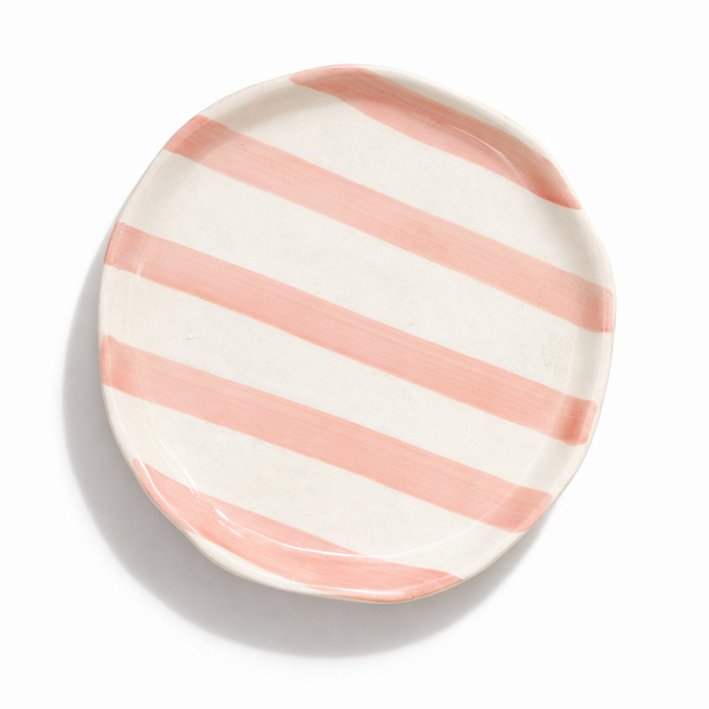 Pink Stripe Ceramic Plates - Single