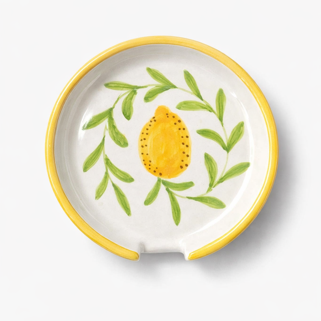 Lemon Leafy Ceramic Spoon Rest