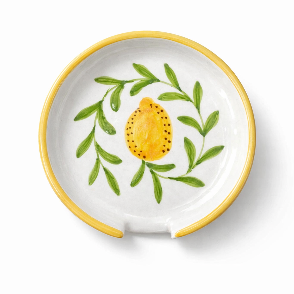 Lemon Leafy Ceramic Spoon Rest