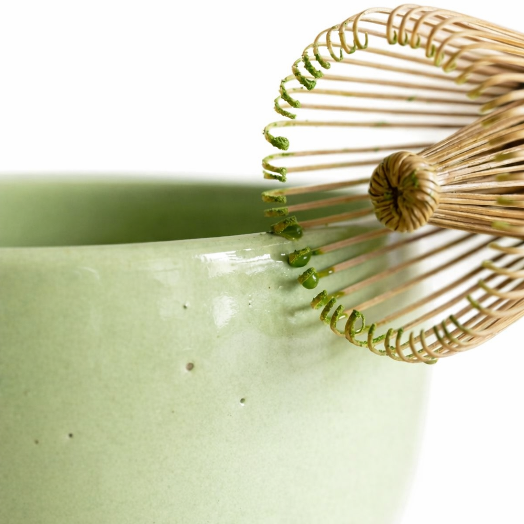 Pastel Green Matcha Bowl & Whisk Holder Set