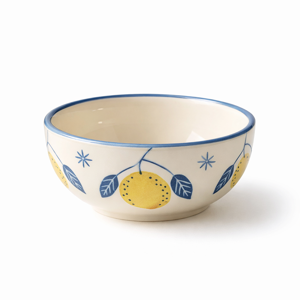 Multipurpose Lemon Leafy Ceramic Prep & Dip Bowl