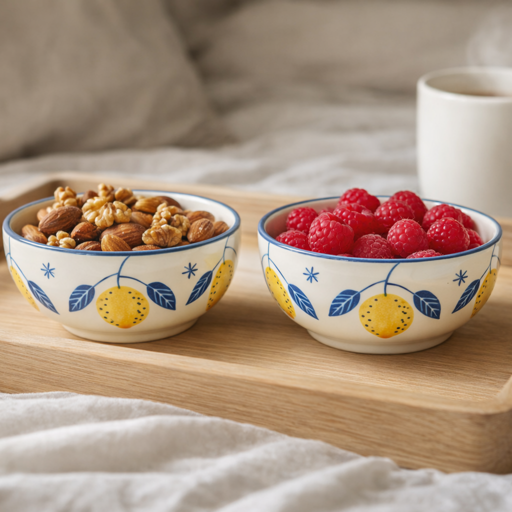 Multipurpose Lemon Leafy Ceramic Prep & Dip Bowl