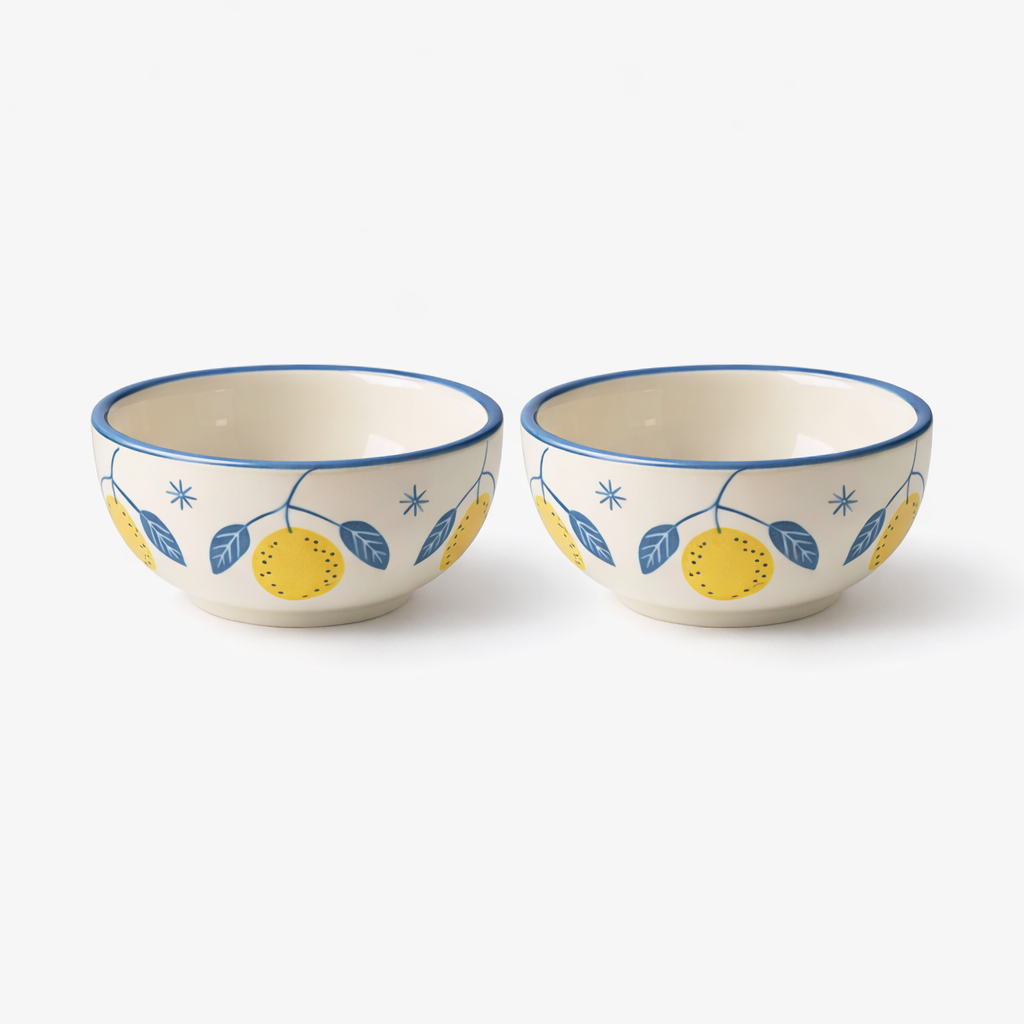 Multipurpose Lemon Leafy Ceramic Prep & Dip Bowl