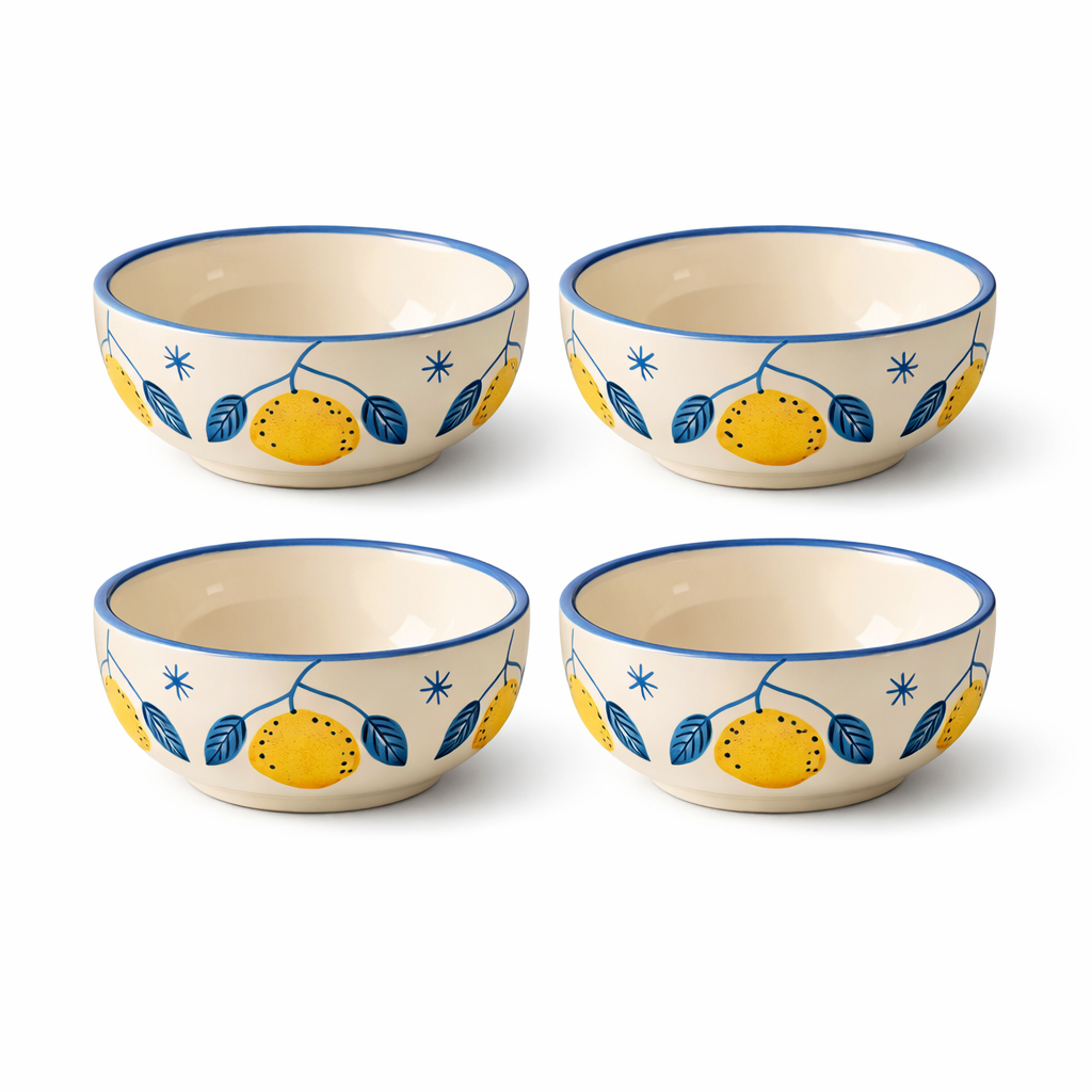 Multipurpose Lemon Leafy Ceramic Prep & Dip Bowl
