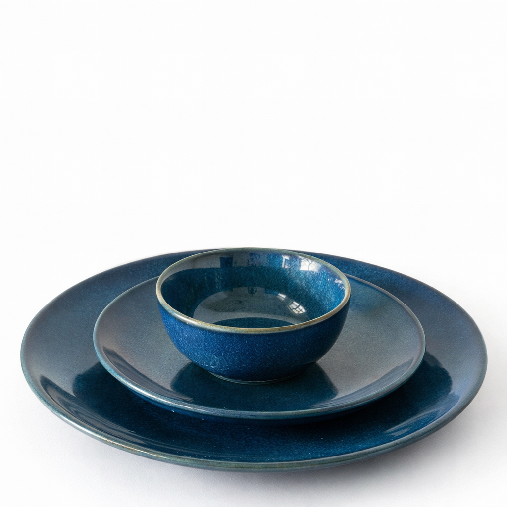 Indigo Blue Dinner Set of 3 Glossy
