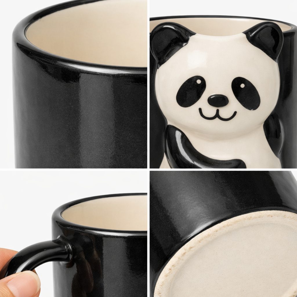 Cute 3D Panda Ceramic Coffee Mug - ( 400-500ml ) Large Capacity Decorative Cup