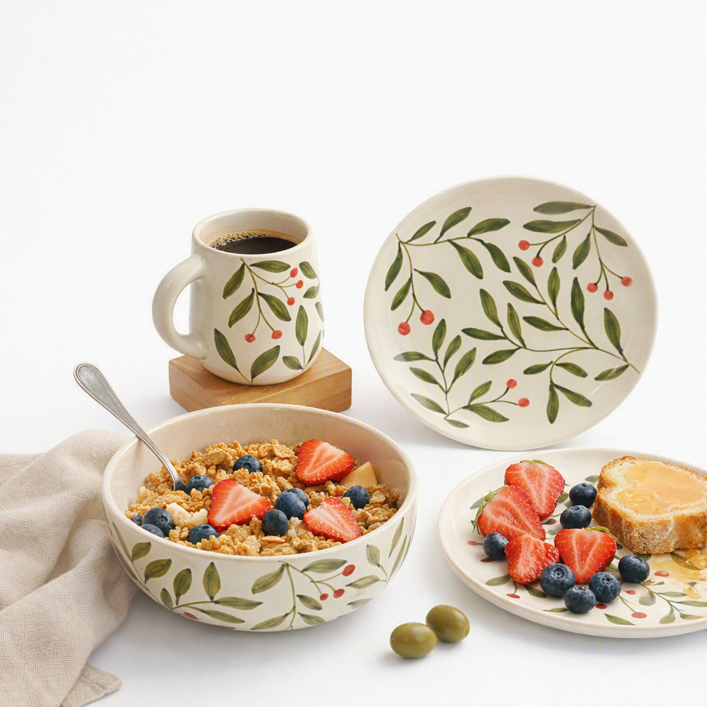 Olive Leaf Breakfast Set of 3