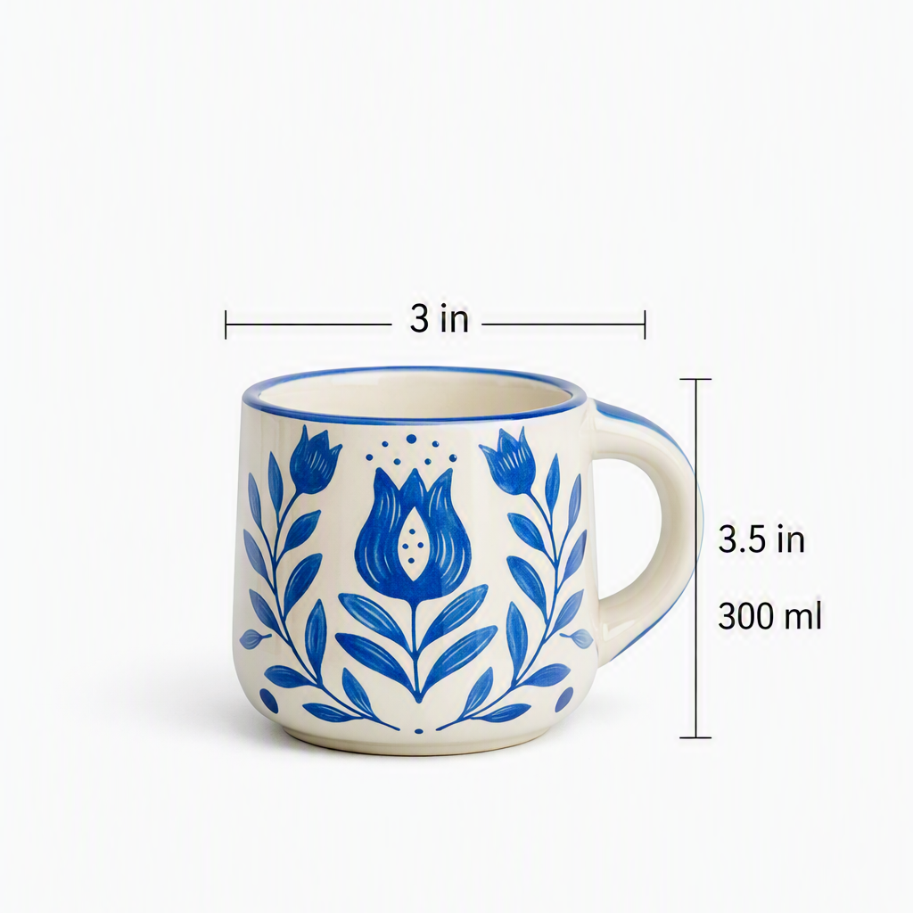 Blue Blossom Ceramic Mug & Bowl Set of 4 - Hamper Set