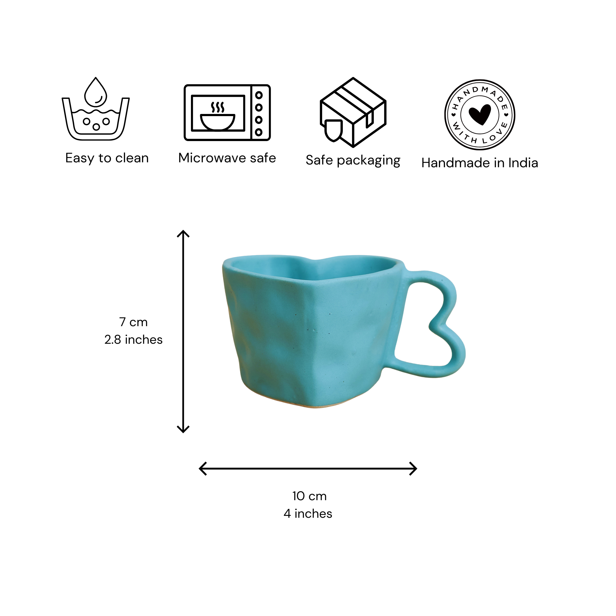 Sky Blue Ceramic Heart Mug (300ml)
