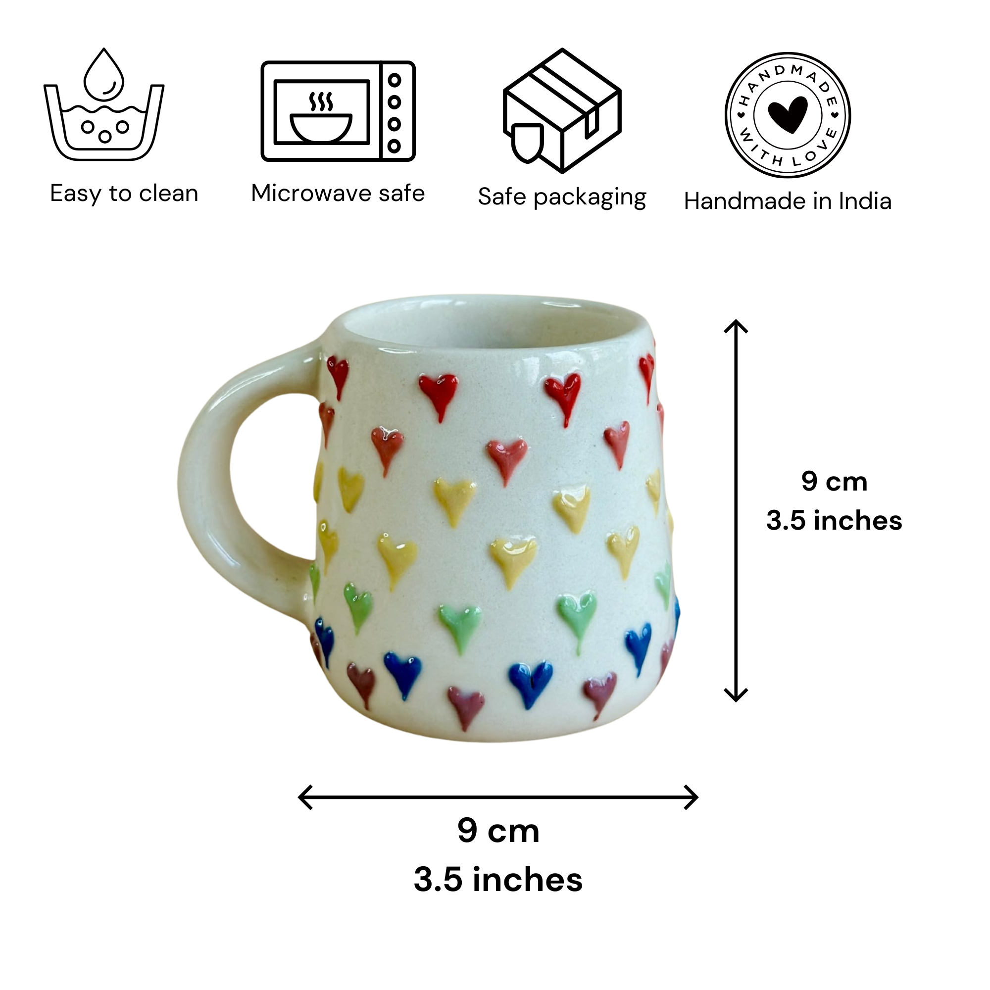 Embossed Rainbow Heart Mug