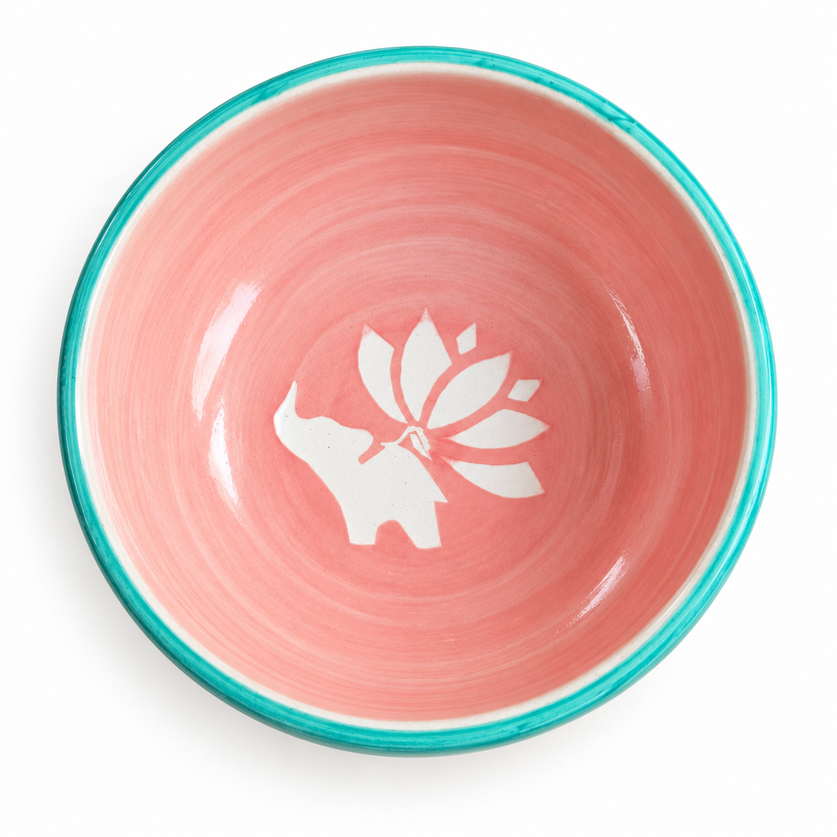 Lucky Lotus Handpainted Ceramic Small Bowl (Pink)