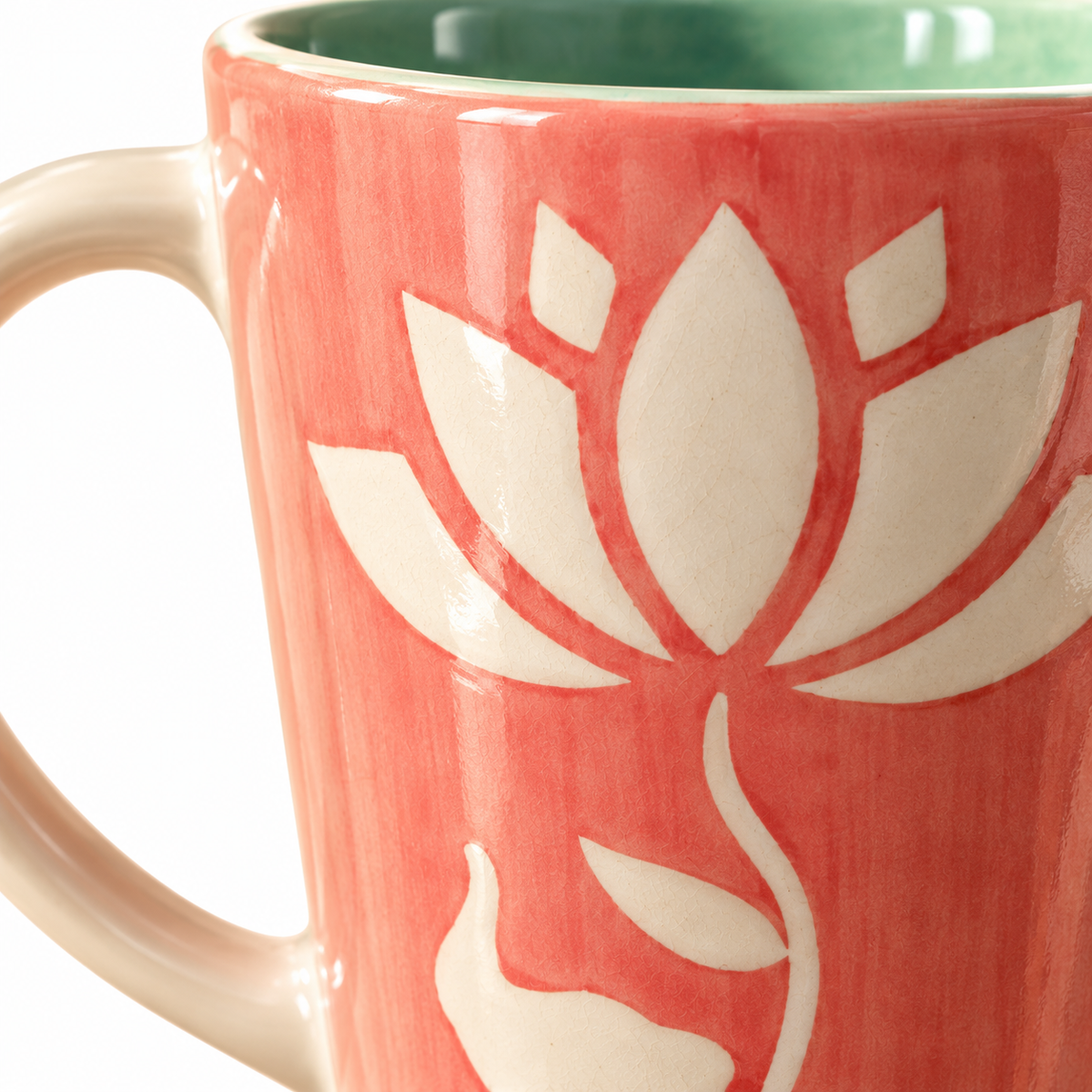 Lucky Lotus Handpainted Ceramic Mug (300 ml) - Pink