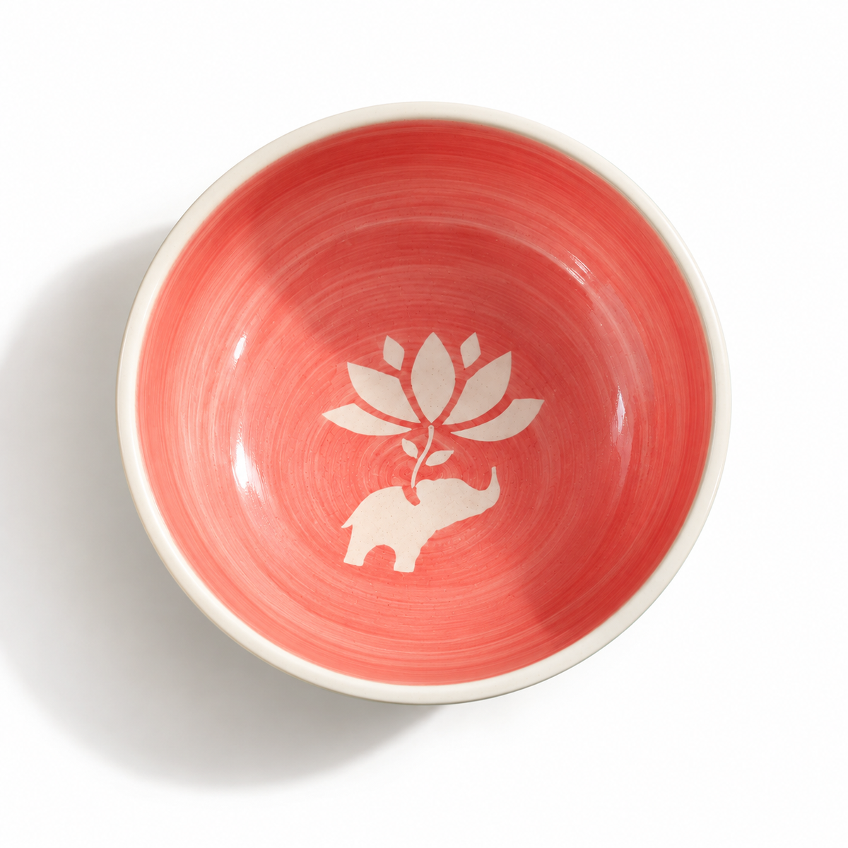 Lucky Lotus Handpainted Ceramic Bowl - Large (Pink)