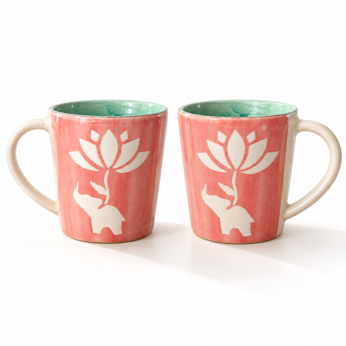 Lucky Lotus Handpainted Ceramic Mug (300 ml) - Pink