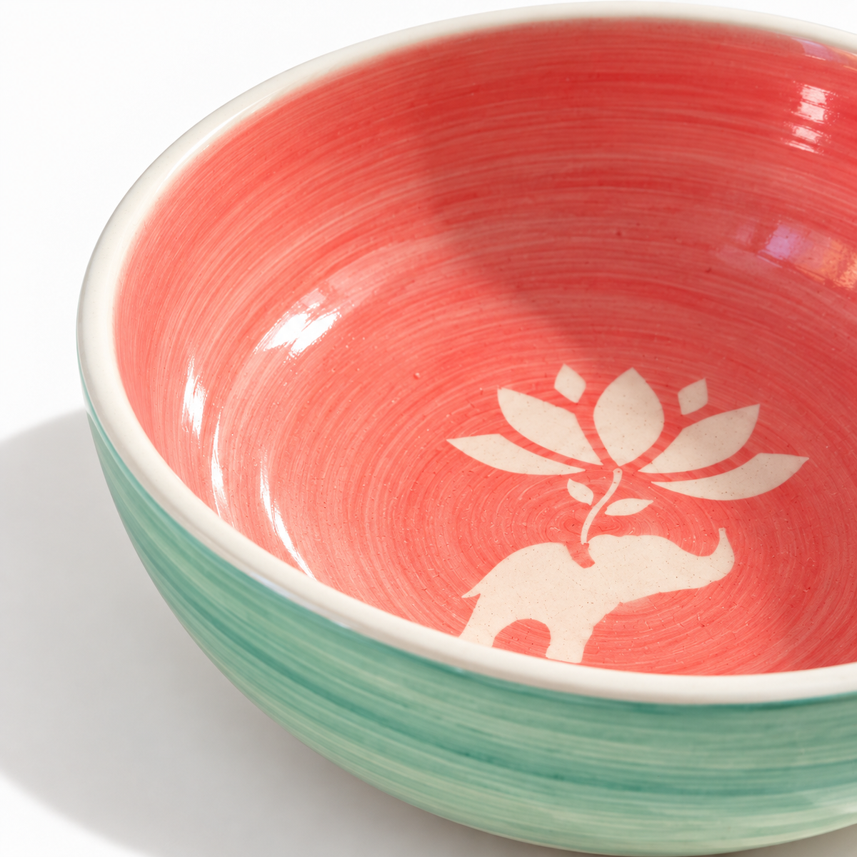 Lucky Lotus Handpainted Ceramic Bowl - Large (Pink)