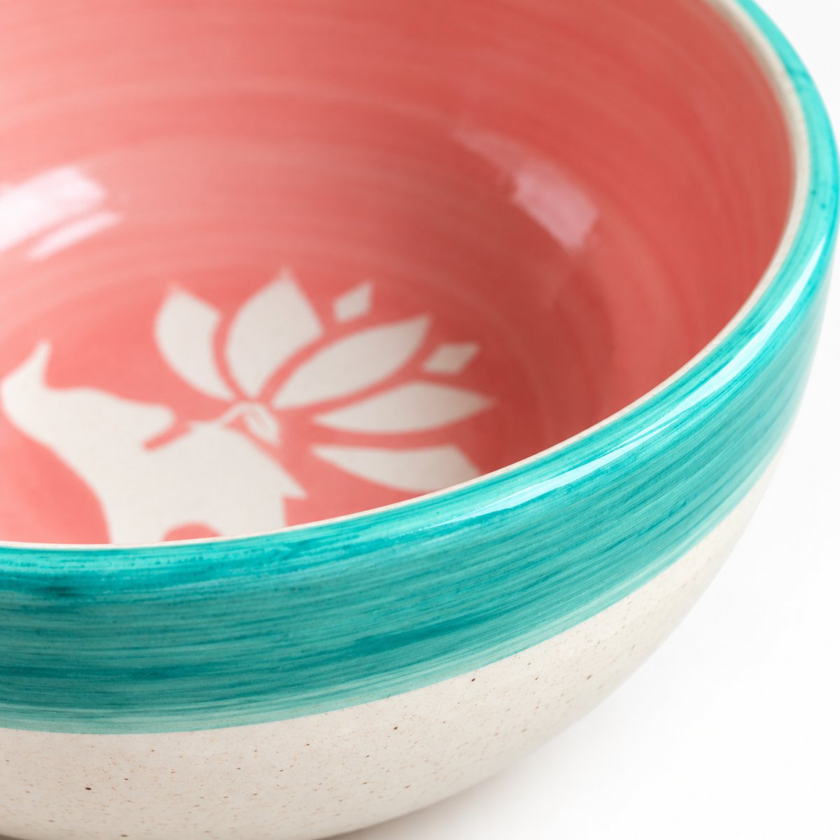 Lucky Lotus Handpainted Ceramic Small Bowl (Pink)